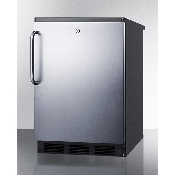 Summit Appliance Div. Summit  Commercial Built In Refrigerator W/Lock 5.5 Cu. Ft. Black/Stainless Steel FF7LBLKBISSTB